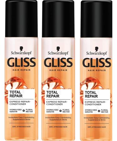 Pack of 3 - Gliss Kur Anti-Burdock Spray "TOTAL REPAIR" Express Repair Conditioner - 200ml
