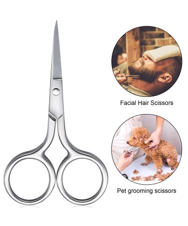 5-Piece Stainless Steel Nose Hair Scissor Set for Facial Grooming - Small Straight Tip Scissors for Hair Removal, Mustache, Beard, Eyebrows, Ear, Nose Trimming - Silver - Buy Online on SooperMarket.com