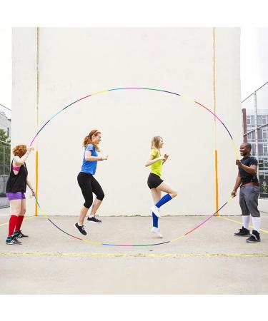 Qetlavee 5m Jump Rope for Multiplayer Fun | Adjustable Wooden Grip | 7 Color Rainbow for Kids & Children - Buy Online on SooperMarket.com
