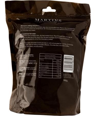 Martins Chocolatier Milk Chocolate Buttons 900g - Belgian Chocolate Chips for Baking & Fountain - Callets for Moulding - Pack of 1 - Buy Online on SooperMarket.com