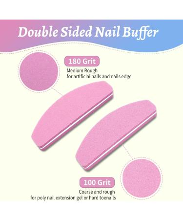 Nail Buffer Blocks - 20 PCS 100/180 Grit Sponge Nail Buffer for Natural Gel Acrylic Nails - Manicure Tools in Pink - Buy Online on SooperMarket.com