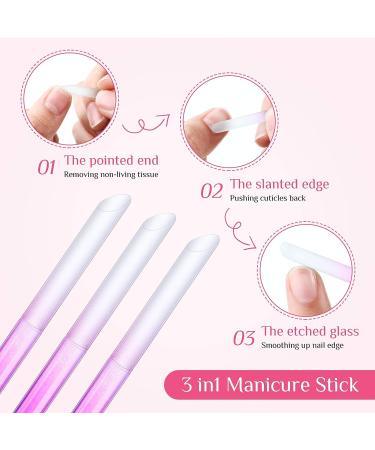 6-Piece Glass Cuticle Pusher & Nail File Set - Pink | Manicure Pedicure Kit - Buy Online on SooperMarket.com