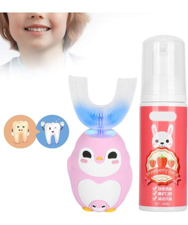 Kids Electric Toothbrush with U-Shaped Silicone Brush Head & 60ml Toothpaste - Pink | IPX7 Waterproof - Buy Online on SooperMarket.com