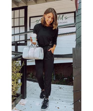 PRETTYGARDEN Women's 2023 Fall Two Piece Outfit - Long Sleeve Crewneck Pullover Top and Pants Set - Sweatsuit Tracksuit - Black (Large) - Buy Online on SooperMarket.com