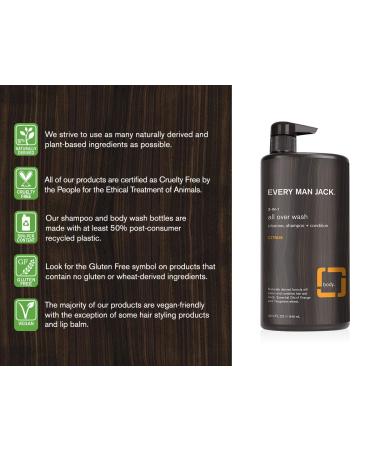 Every Man Jack Mens 3-in-1 All Over Wash for Skin and Hair - Twin Pack | Soy Proteins, Aloe & Citrus Scent - Buy Online on SooperMarket.com