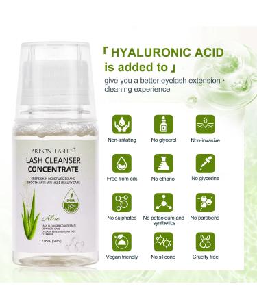 Lash Shampoo Concentrate 60ml | Oil-Free Hyaluronic Acid Lash Cleanser for Salon-Quality Eyelash Cleaning & Extensions - Updated with Aloe - Buy Online on SooperMarket.com