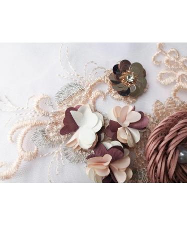 RUINUO 3D Lace Beads Flower Applique Patch - Handmade Floral Embroidered Sew On Patch for Wedding Dress - Colorful Rose Design - 1pcs - Buy Online on SooperMarket.com