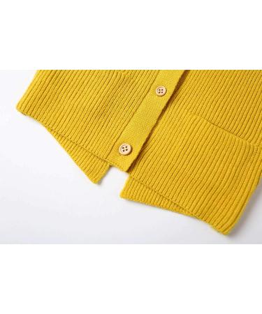 SMILING PINKER Toddler Girls Yellow Knit Cardigan 12-24 Months | Soft & Warm Sweater with Pockets - Buy Online on SooperMarket.com