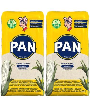 Harina PAN Pre-Cooked White Maize Meal - 1kg (Pack of 2)