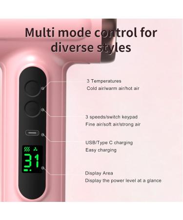Hair Dryer 15000mAh Portable Hair Dryer USB Rechargeable Travel Hair Dryer with Concentrator Turbo Heat and Cold Shot Features 200W Cold Hot Wind for Fast Drying As Salon - Buy Online on SooperMarket.com