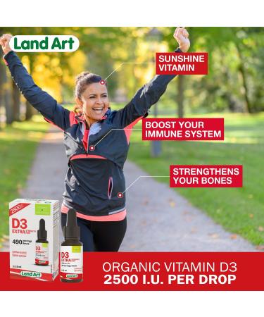Certified Organic Vitamin D3 (490 Drops/Servings) - Extra Strength - 2500 IU Per Drop - Immune System Support - GMO Free - Gluten Free - Made in Canada (13.5ml) 13.5 ml (Pack of 1) - Buy Online on SooperMarket.com