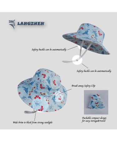 LANGZHEN Baby Girls Beach Sun Hat with Chin Strap - Light Blue, 6-12 Months - Buy Online on SooperMarket.com