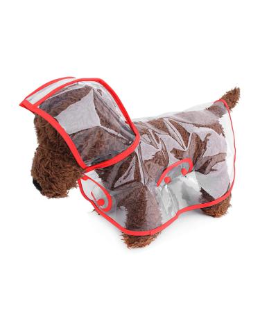 Petcute Hunders coat waterproof pet rain coat with hood transparent PVC breathable dog raincoat with button closure suitable for medium and large dogs L red red