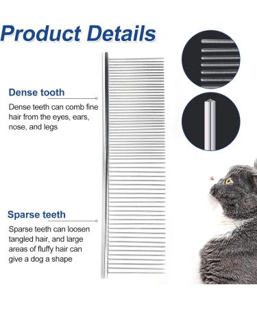 Professional Stainless Steel Pet Comb Rounded Teeth Dog Comb Fur Detangling Tool for Large Medium Small Dogs Cats Fur Detangling Tool (19cm x 3.5cm) - Buy Online on SooperMarket.com