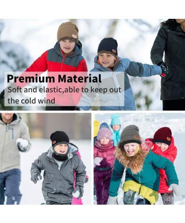 Aisprts Kids Winter Beanie Hat and Scarf Set - Knitted Thermal Fleece Lining - Khaki - Buy Online on SooperMarket.com