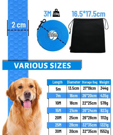 Looxmeer Dog Tow Lines - 3m to 30m Training Lead | Robust Neon Blue with Storage Bag - Buy Online on SooperMarket.com