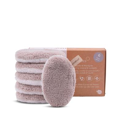 Washaben washable lucrication & cleaning pads reusable pore depth cleaning only with water skin-friendly hypoallergenic Supersoft "Taupe Edition" 6 Set