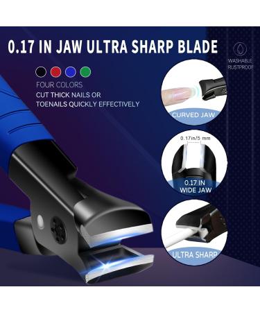 Portable Ultra Sharp Nail Clippers for Thick Nails - Heavy Duty Toenail Clipper with Long Handle - Professional Nail Trimmer for Men and Women - Blue - Buy Online on SooperMarket.com
