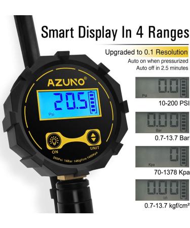 AZUNO Bike Tire Inflator with Pressure Gauge - Universal Presta and Schrader Chuck for Bicycle Air Compressor - Buy Online on SooperMarket.com