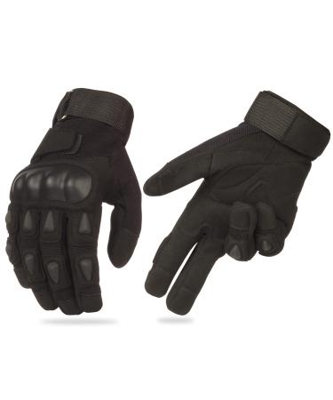 Gearyte Tactical Full Finger Gloves with Hard Knuckle Protection for Airsoft Shooting Hiking ATV Motorbike Hunting X-Large Black