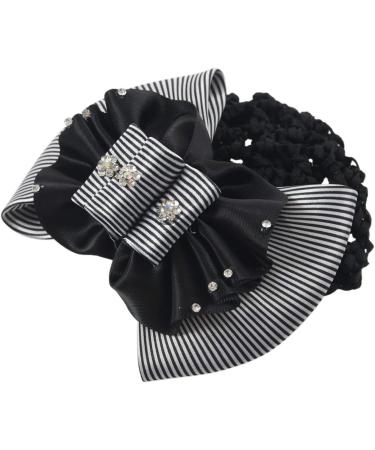Lodokdre Faux Rhinestone Decor Ruched Bow Hair Snood Net Bun Cover White Black - Buy Online on SooperMarket.com