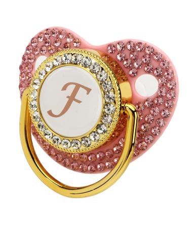 Gold Baby Pacifier Set - Rhinestone Covered Lightweight Pacifier for 6-18 Months - Stylish & Safe Home Use (Letter F) - Buy Online on SooperMarket.com