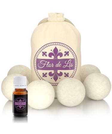 Drying balls for bio sheep's shaft dryer including essential lavender oil - 6 dryer balls for down jackets with lavender fragrance |Natural fabric softener |New Zealand wool white