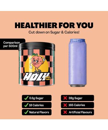 HOLY Iced Tea Peach x Nectarine | 50 portions with antioxidants & superfoods | Sugar-free iced tea with Relax formula | Vegan with 100% natural fruit flavours Peach x Nectarine 350 g (Pack of 1) - Buy Online on SooperMarket.com