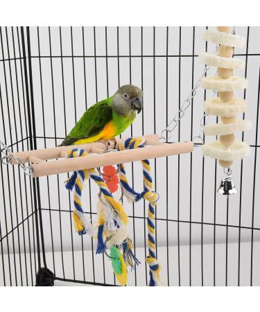 Onebarleycorn Budgie & Parrot Toy Set - 7 Wooden Bird Toys Swings & Canaries for Happy Pet Playtime - Buy Online on SooperMarket.com