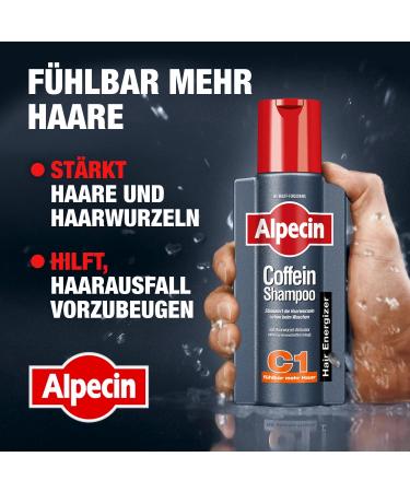 Alpecin Caffeine Shampoo C1 - 3 x 250ml | Combat Hair Loss | Strengthen Roots & Promote Growth | Men's Hair Care - Made in Germany - Buy Online on SooperMarket.com