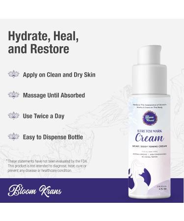 Bloom Krans Stretch Mark Cream for Pregnancy | Moisturizing Stretch Mark Remover & Prevention Lotion for Pregnant Belly & Postpartum Essentials - Buy Online on SooperMarket.com