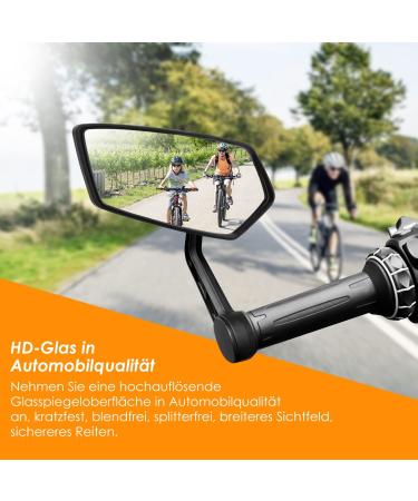 Arkham Bike Mirror - HD Real Glass Extra Large Left Handlebar (15-20mm) for E-Bikes - Premium Square Bicycle Back Mirror - Buy Online on SooperMarket.com