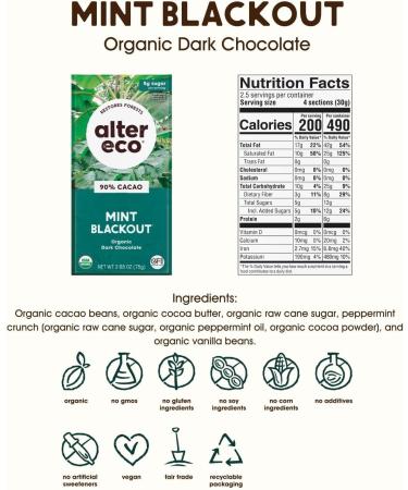 ALTER ECO Superdark Crisp Mint Chocolate Bar 90% 12 Pack brown - Buy Online on SooperMarket.com