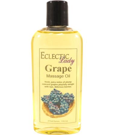 Grape Massage Oil 4 oz With Sweet Almond Oil and Jojoba Oil Preservative Free Perfect for Aromatherapy and Relaxation 4 Ounce