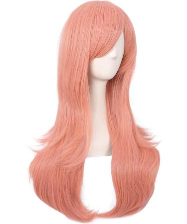 MapofBeauty 28 Inch Women Side Bangs Long Curly Hair Cosplay Wig in Orange Pink - 70cm - Buy Online on SooperMarket.com