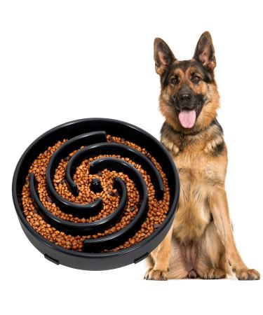 Large Pet Slow Feeder Dog Bowl Slow Eating Dog Bowl Fun Puzzle Feeding Bowl Non Skid Bloat Stop Dog Food Bowl Interactive Maze Bowl Black