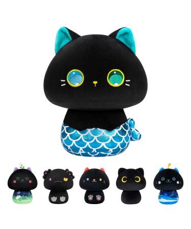Mewaii 14'' Soft Big Eyed Cat Mermaid Mushroom Pillow Stuffed Animal Plush Plushie Squishy Toy - Cuddly Mermaid Plush for Kids Big Eyed Cat Mermaid 14 Inch