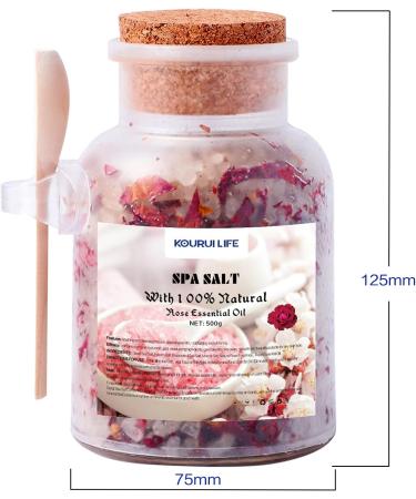KOURUILIFE 500g Bath Salt with Rose Petals, 100% Natural Epsom Salts for Aromatherapy and Relaxation - Buy Online on SooperMarket.com