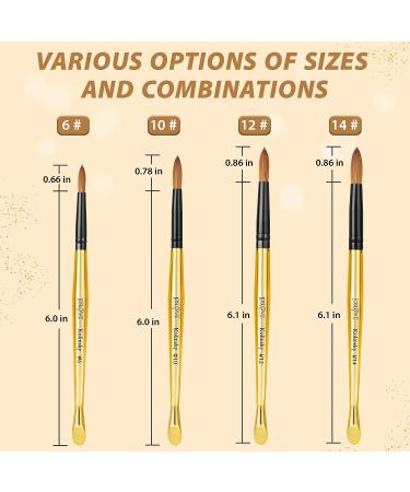 JOSLOVE Size 10 Kolinsky Acrylic Nail Brush - Handmade Round Shape for Acrylic Powder Application - 100% Pure Kolinsky Sable Hair - Gold Handle - DIY Home Salon - Buy Online on SooperMarket.com