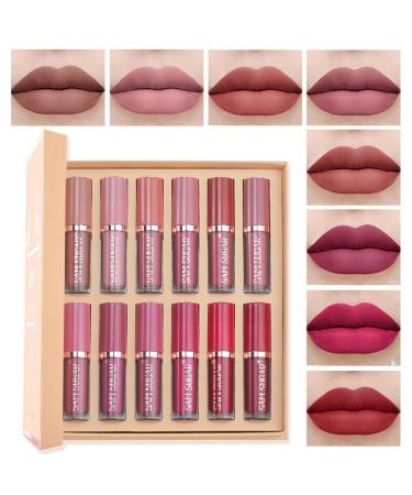 12 Colors Lip Gloss Set Plumping Liquid Lipstick Lip Oil Long Lasting Waterproof Lip Glaze Makeup Book Nude Lip Glow Oil Lip Gloss Kit for Women (Set A) (Set B)