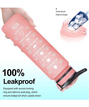 ELYPHINE 32/24 oz Water Bottle with Removable Straw & Time Marker | BPA Free Tritan | Leakproof | Motivational Sports Jug - Veiled Rose - Buy Online on SooperMarket.com