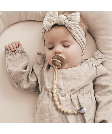 Silicone Soother Pacifier Chain for Teething Baby - Kowlone Dummy Clip | Unisex Newborn Dummies | Beige Dim Grey & Moss Green - Buy Online on SooperMarket.com