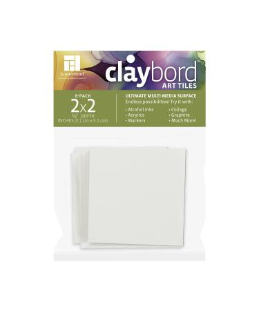 Ampersand Claybord Art Tiles 1/8th inch Flat Profile 2x2 inch Pack of 8 (CBS022)