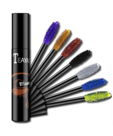 Gireatick Colorful Mascara set of 7 colors  Natural Waterproof 4D Silk Fiber Lash Mascara  Lengthening Thick Long Lasting Charming Eye Makeup