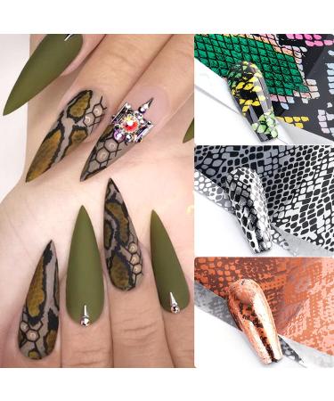 Leopard Print Nail Foils Transfer Stickers - Holographic Starry Sky Design for Acrylic Nails - 10pcs Style 12 - Buy Online on SooperMarket.com