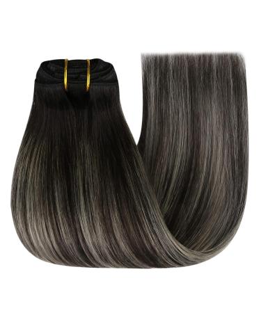 Buy Youngsee 50cm Clip-in Real Hair Extensions - Gray & Black | 120g 7PCs Smooth High-Quality - Buy Online on SooperMarket.com