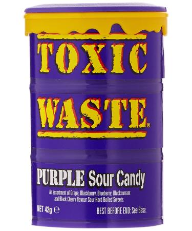 12 x Purple Toxic Waste Drum Candy Sweets - Ultra Sour Flavours (Grape BlackBerry Blueberry Blackcurrant & Black Cherry)
