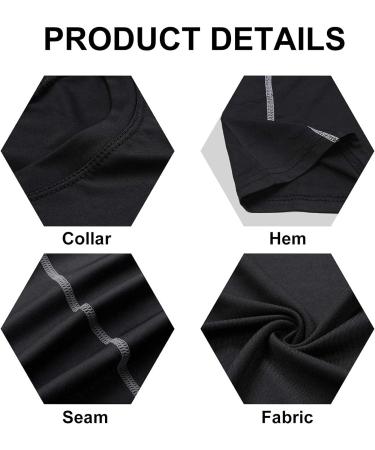 Kids Compression Tank Tops 3 Pack - Youth Boys/Girls Athletic Sleeveless Shirts for Workout Base Layer - Black - Buy Online on SooperMarket.com