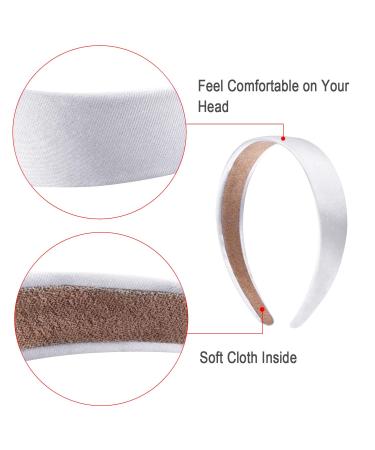 Satin Headbands White Ribbon Headband - 14 Pieces 1 Inch Plain DIY Hair Accessories for Women and Girls - Buy Online on SooperMarket.com