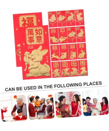 MAGICLULU 72pcs Year of The Rabbit Red Envelope Hong Bao Wedding Birthday Chinese Hongbao 2023 Rabbit Year Red Envelopes Gift Lucky Money Pockets Paper Three-Dimensional Spring Festival Bag - Buy Online on SooperMarket.com